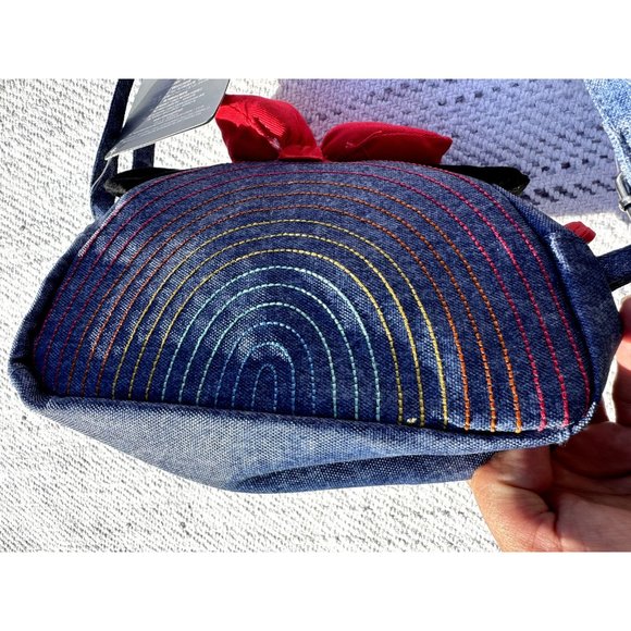 Disney Purse Minnie Mouse Pride Denim Bag 3D Ears Rainbow Crossbody Costume Cop - Picture 3 of 8